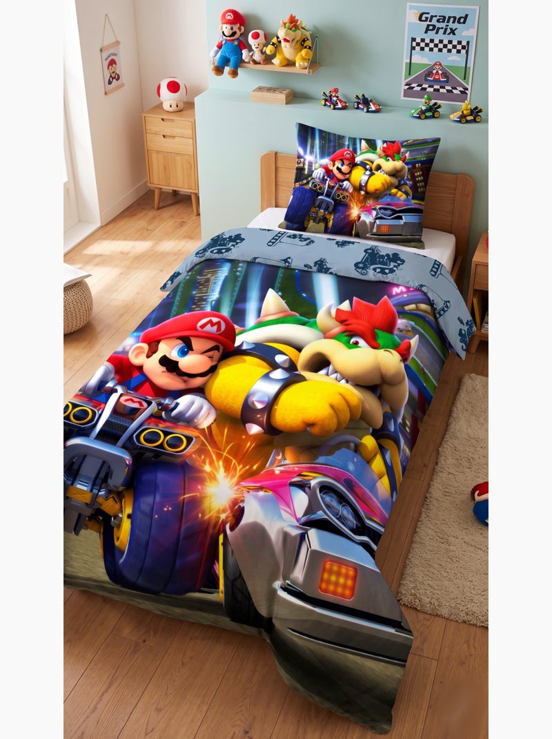 Juego de sabanas infantil estampado reversible Mario KART Negro - Kiabi