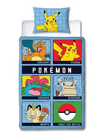 Juego de sabanas infantil estampado reversible Pokémon BATTLE, funda nórdica 140x200 cm