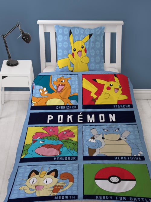Juego de sabanas infantil estampado reversible Pokémon BATTLE, funda nórdica 140x200 cm - Kiabi Juego de sabanas infantil estampado reversible Pokémon BATTLE, funda nórdica 140x200 cm - Kiabi