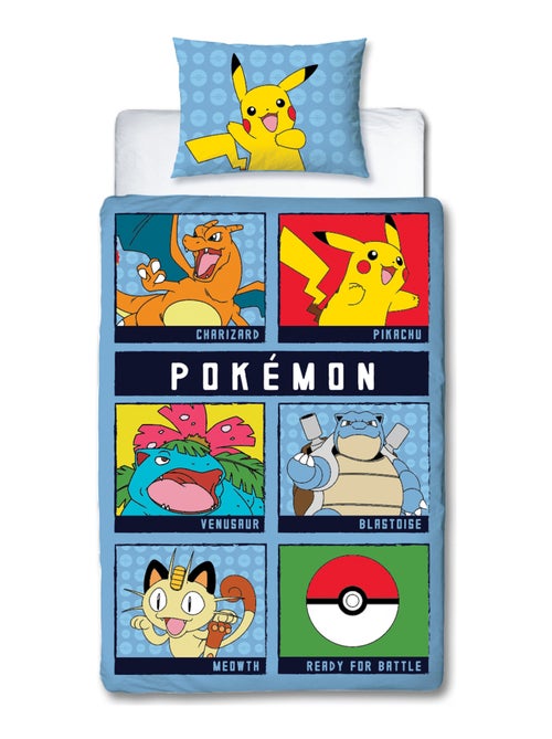 Juego de sabanas infantil estampado reversible Pokémon BATTLE, funda nórdica 140x200 cm - Kiabi Juego de sabanas infantil estampado reversible Pokémon BATTLE, funda nórdica 140x200 cm - Kiabi