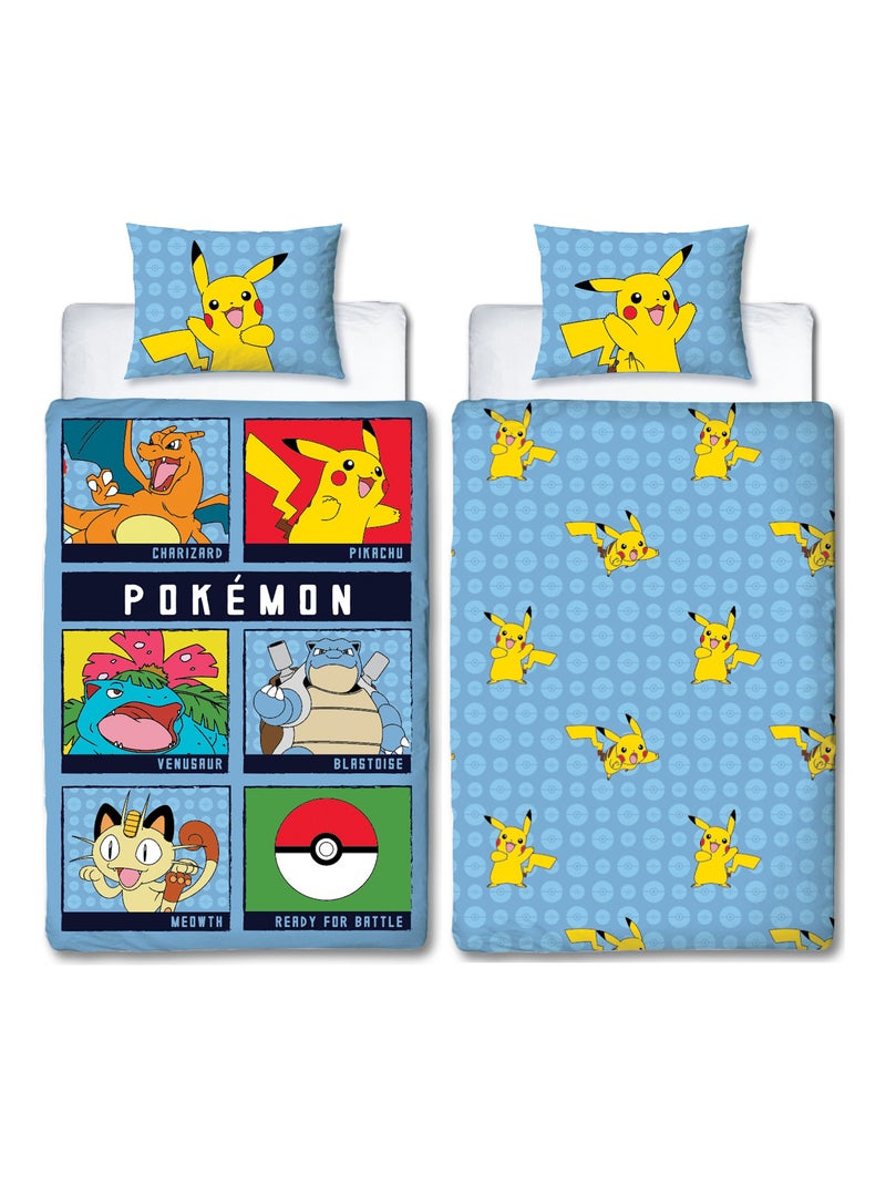 Juego de sabanas infantil estampado reversible Pokémon BATTLE, funda nórdica 140x200 cm Azul - Kiabi