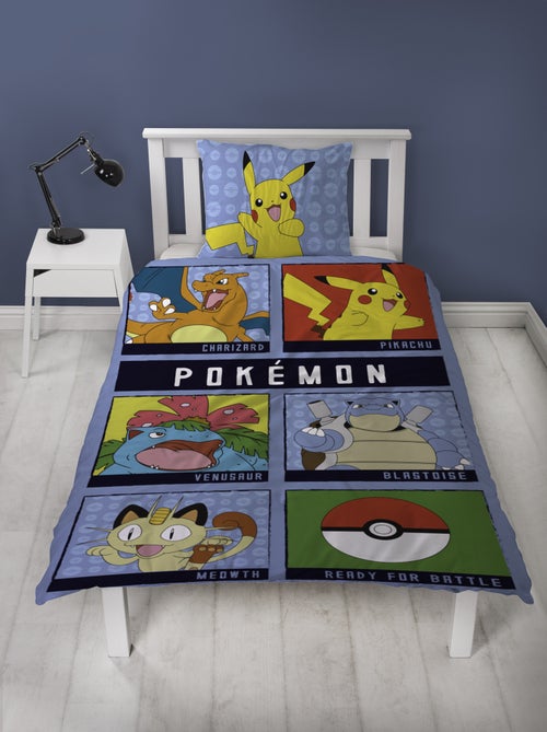 Juego de sabanas infantil estampado reversible Pokémon BATTLE, funda nórdica 140x200 cm - Kiabi Juego de sabanas infantil estampado reversible Pokémon BATTLE, funda nórdica 140x200 cm - Kiabi