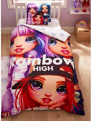 Juego de sábanas infantil estampado reversible, Rainbow High Faces