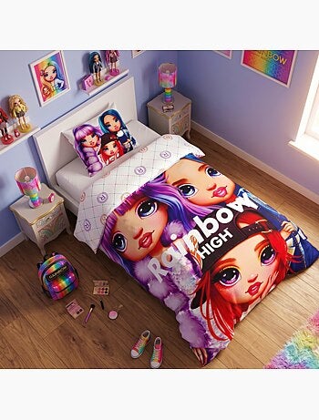 Juego de sábanas infantil estampado reversible, Rainbow High Faces