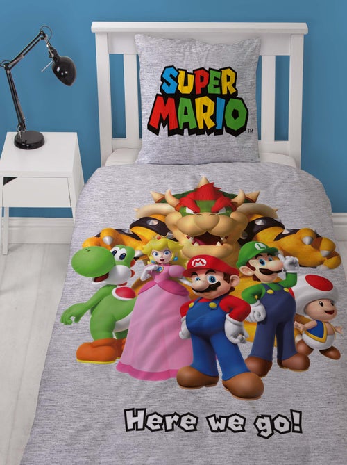 Juego de sabanas infantil estampado reversible Super Mario y sus amigos, funda nórdica 140x200 cm - Kiabi Juego de sabanas infantil estampado reversible Super Mario y sus amigos, funda nórdica 140x200 cm - Kiabi