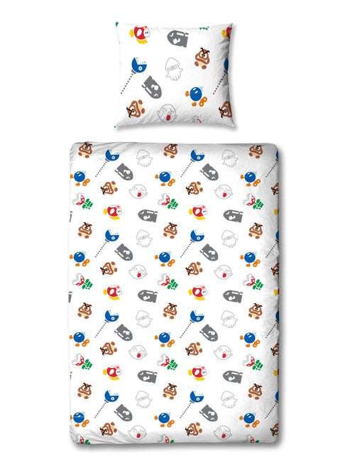 Juego de sabanas infantil estampado reversible Super Mario y sus amigos, funda nórdica 140x200 cm - Kiabi Juego de sabanas infantil estampado reversible Super Mario y sus amigos, funda nórdica 140x200 cm - Kiabi