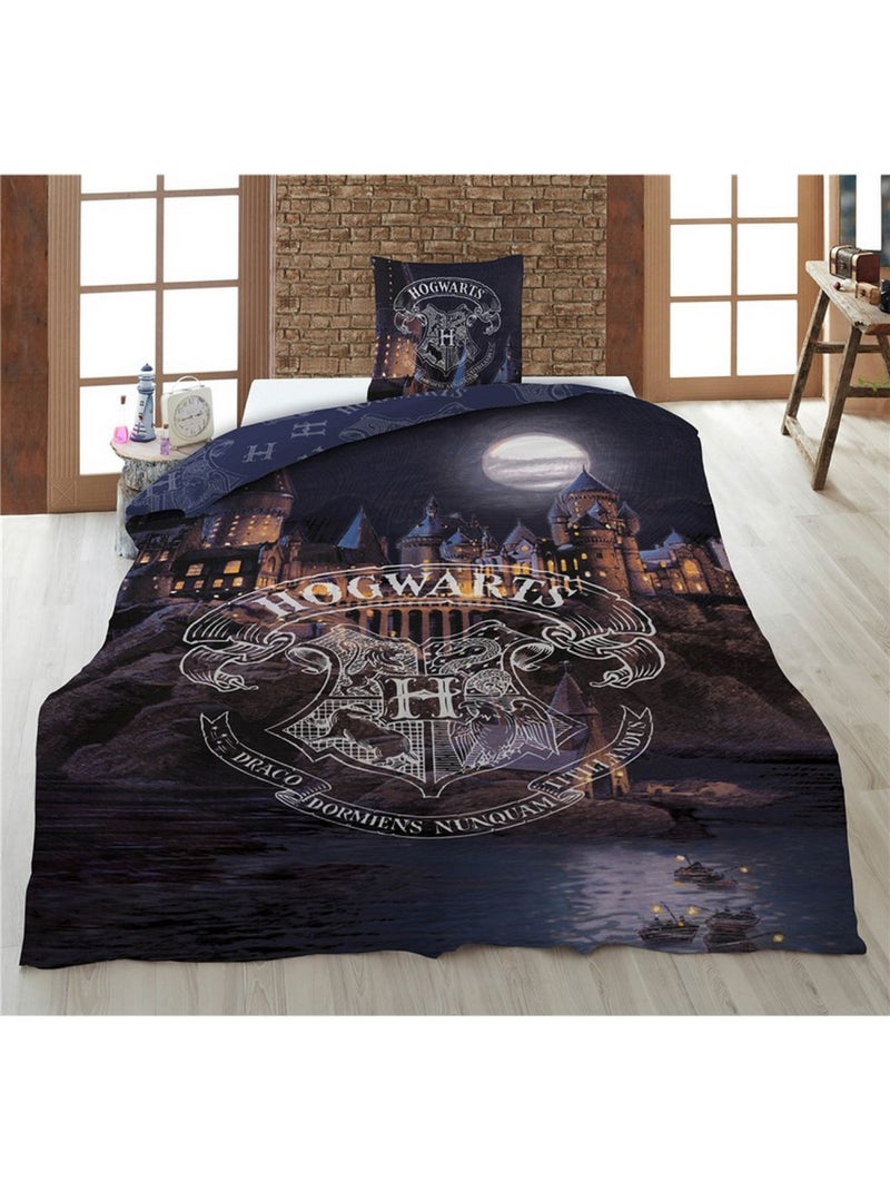 juego de sabanas Infantil Harry Potter Polialgodón Estampado Reversible Cama 1 plaza, Hogwarts Multicolor - Kiabi