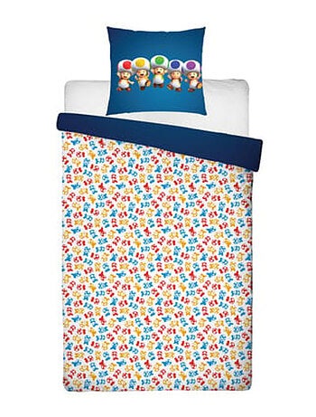 Juego de sábanas infantil Mario, microfibra Oeko-Tex, reversible, cama 1 plaza, PRINCESA PEACH