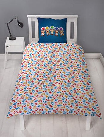 Juego de sábanas infantil Mario, microfibra Oeko-Tex, reversible, cama 1 plaza, PRINCESA PEACH