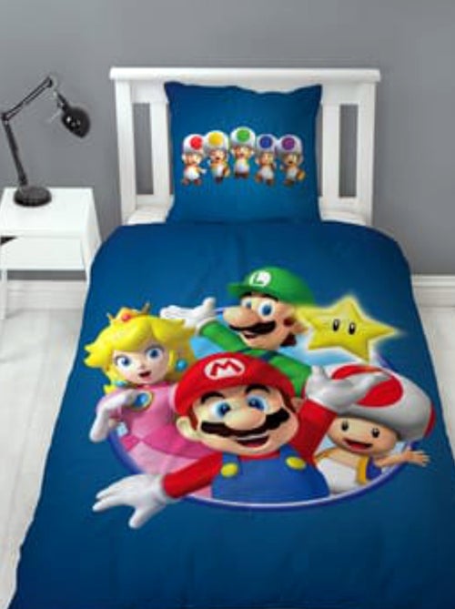 Juego de sábanas infantil Mario, microfibra Oeko-Tex, reversible, cama 1 plaza, PRINCESA PEACH - Kiabi Juego de sábanas infantil Mario, microfibra Oeko-Tex, reversible, cama 1 plaza, PRINCESA PEACH - Kiabi