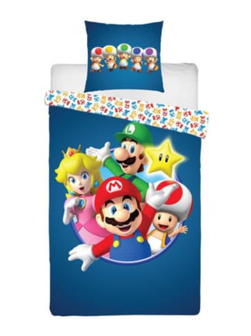 Juego de sábanas infantil Mario, microfibra Oeko-Tex, reversible, cama 1 plaza, PRINCESA PEACH - Kiabi Juego de sábanas infantil Mario, microfibra Oeko-Tex, reversible, cama 1 plaza, PRINCESA PEACH - Kiabi