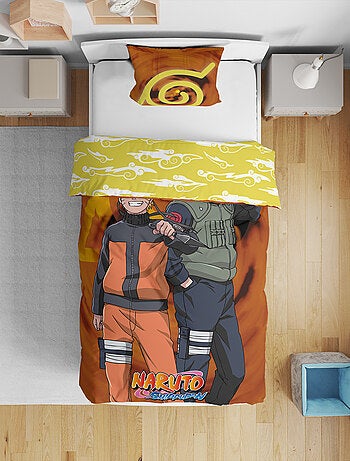 Juego de sabanas infantil Naruto, microfibra Oeko-Tex, reversible, cama de 1 plaza, KAKASHI