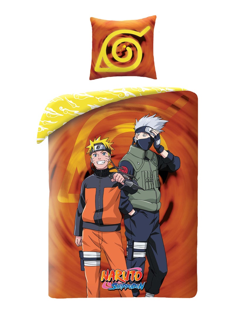 Juego de sabanas infantil Naruto, microfibra Oeko-Tex, reversible, cama de 1 plaza, KAKASHI Naranja - Kiabi
