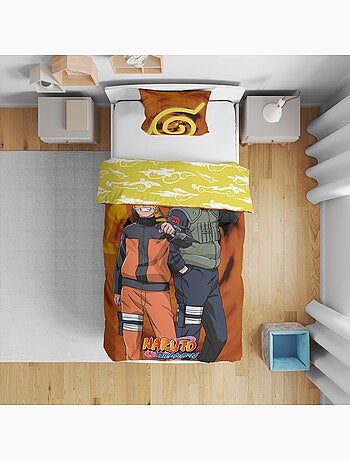 Juego de sabanas infantil Naruto, microfibra Oeko-Tex, reversible, cama de 1 plaza, KAKASHI