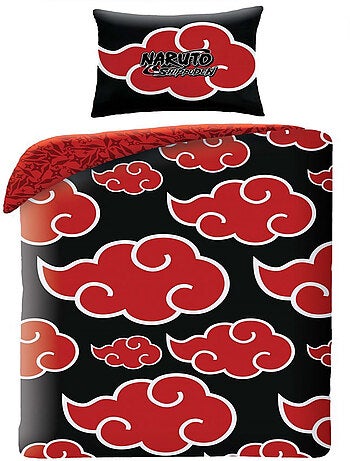 Juego de sábanas infantil Naruto, microfibra Oeko-Tex, reversible, cama individual, AKATSUKI