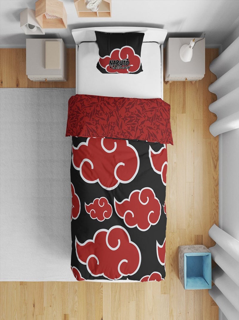 Juego de sábanas infantil Naruto, microfibra Oeko-Tex, reversible, cama individual, AKATSUKI Negro - Kiabi