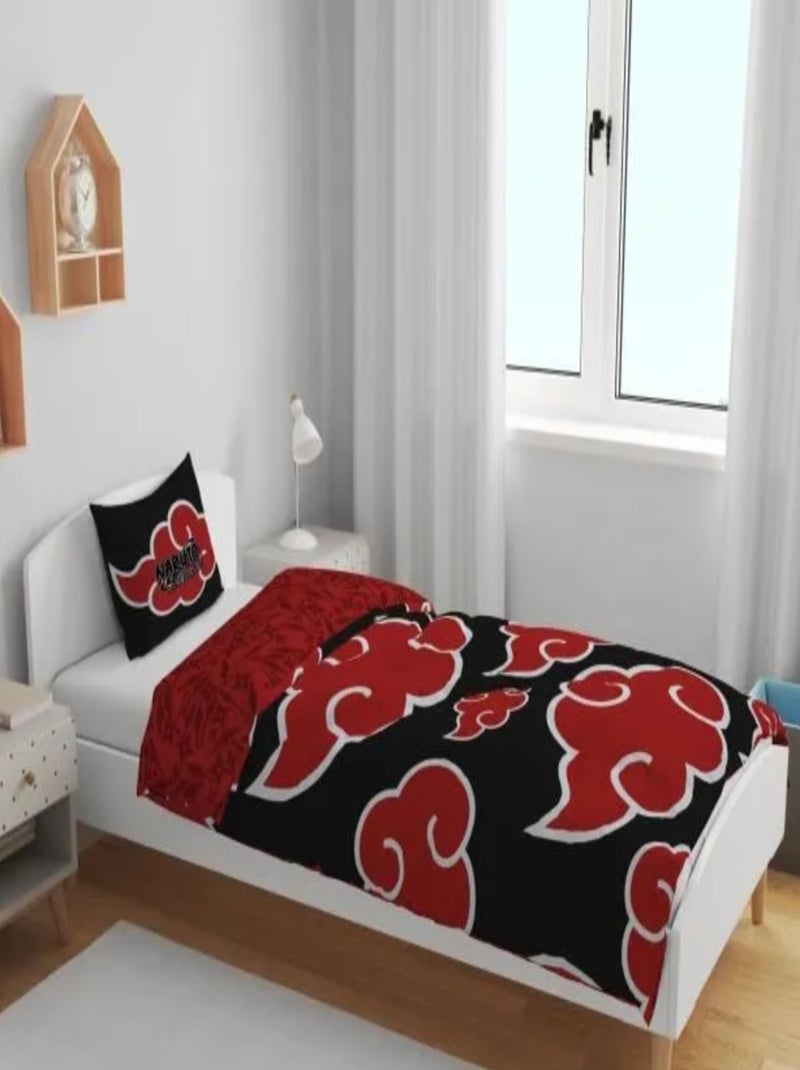 Juego de sábanas infantil Naruto, microfibra Oeko-Tex, reversible, cama individual, AKATSUKI Negro - Kiabi