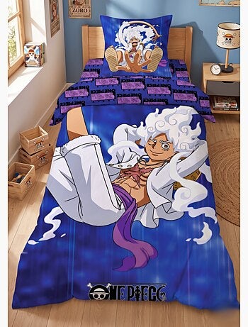 Juego de sabanas infantil One Piece, microfibra Oeko-Tex, reversible, cama individual, LUFFY GEAR