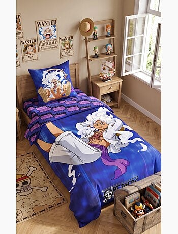 Juego de sabanas infantil One Piece, microfibra Oeko-Tex, reversible, cama individual, LUFFY GEAR