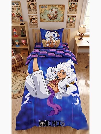 Juego de sabanas infantil One Piece, microfibra Oeko-Tex, reversible, cama individual, LUFFY GEAR