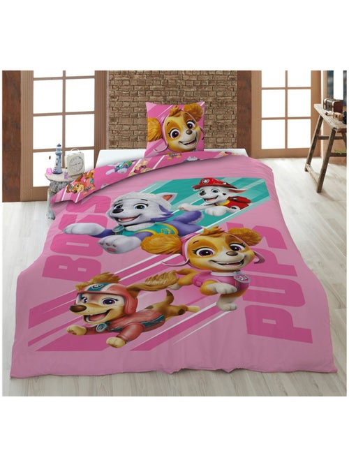 Juego de sabanas infantil Patrulla Canina estampado reversible 100% algodón, ROSA - Kiabi Juego de sabanas infantil Patrulla Canina estampado reversible 100% algodón, ROSA - Kiabi