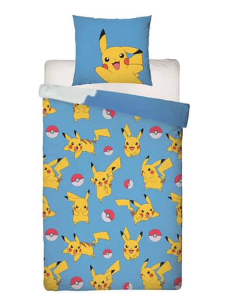 Juego de sábanas infantil Pikachu y Pokémon inicial Azul - Kiabi