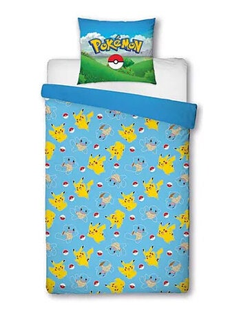 Juego de sabanas Infantil Pokémon, Microfibra Oeko-Tex, Estampado Reversible, Cama 1 plaza, PIKACHU