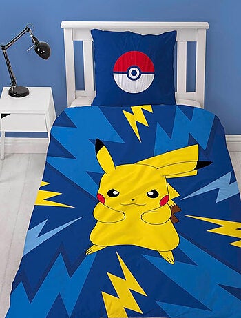 Juego de sabanas infantil Pokémon, microfibra Oeko-Tex, reversible, cama 1 plaza, ELÉCTRICO