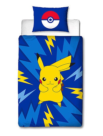 Juego de sabanas infantil Pokémon, microfibra Oeko-Tex, reversible, cama 1 plaza, ELÉCTRICO