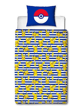 Juego de sabanas infantil Pokémon, microfibra Oeko-Tex, reversible, cama 1 plaza, ELÉCTRICO