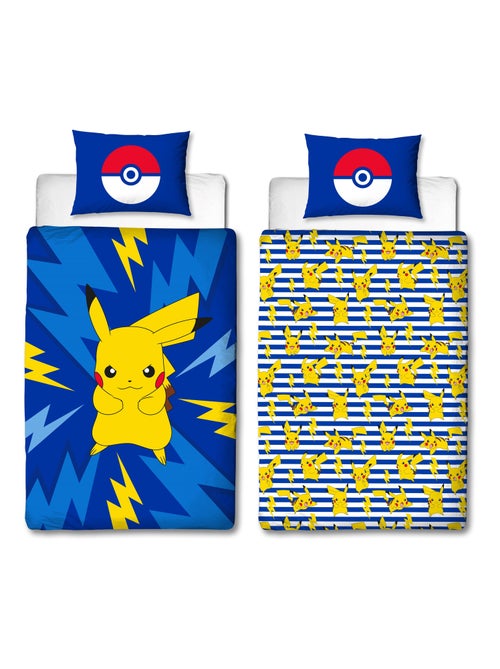 Juego de sabanas infantil Pokémon, microfibra Oeko-Tex, reversible, cama 1 plaza, ELÉCTRICO - Kiabi Juego de sabanas infantil Pokémon, microfibra Oeko-Tex, reversible, cama 1 plaza, ELÉCTRICO - Kiabi