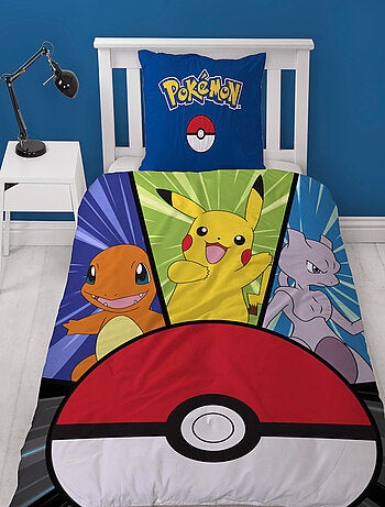 Juego de sabanas infantil Pokémon, microfibra Oeko-Tex, reversible, cama 1 plaza, POKE BALL