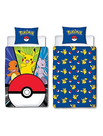 Juego de sabanas infantil Pokémon, microfibra Oeko-Tex, reversible, cama 1 plaza, POKE BALL