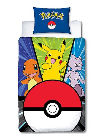 Juego de sabanas infantil Pokémon, microfibra Oeko-Tex, reversible, cama 1 plaza, POKE BALL