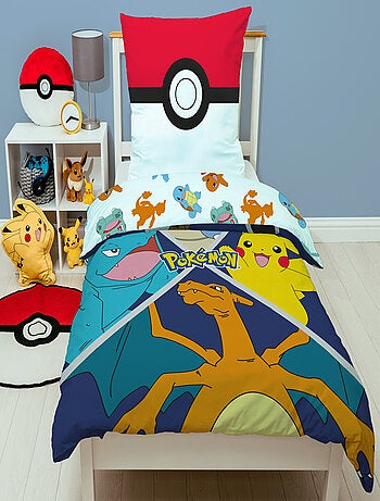 Juego de sábanas infantil Pokémon, microfibra Oeko?Tex, reversible, cama 1 plaza, EVOLUTION