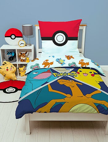 Juego de sábanas infantil Pokémon, microfibra Oeko?Tex, reversible, cama 1 plaza, EVOLUTION
