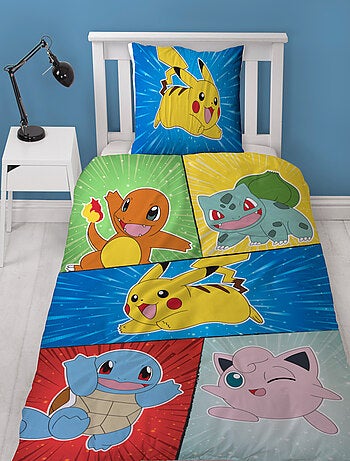 Juego de sabanas infantil Pokémon, microfibra Oeko?Tex, reversible, cama individual, FRIENDS