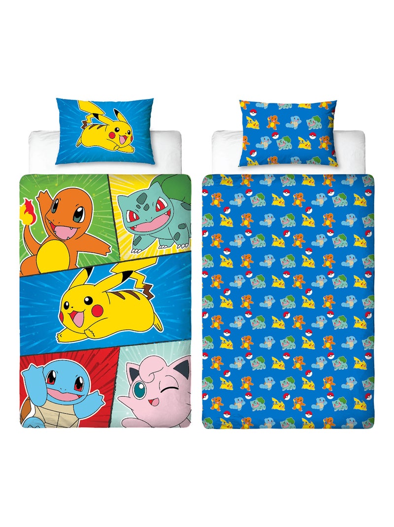 Juego de sabanas infantil Pokémon, microfibra Oeko?Tex, reversible, cama individual, FRIENDS Azul - Kiabi
