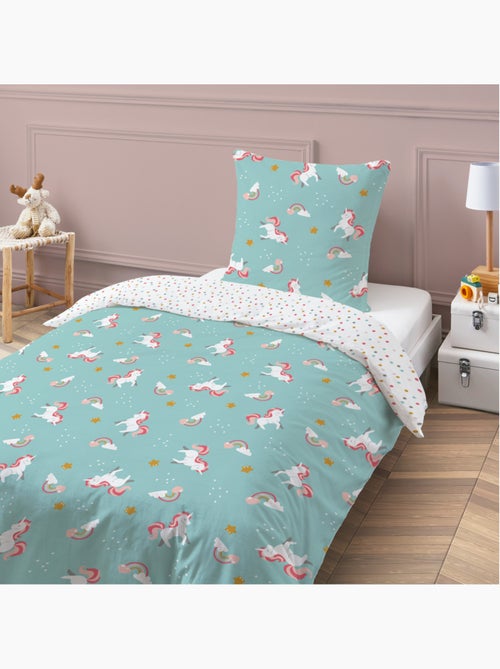 Juego de sábanas infantil reversible Unicornio – 100% algodón 140 x 200 cm + Future Home - Kiabi