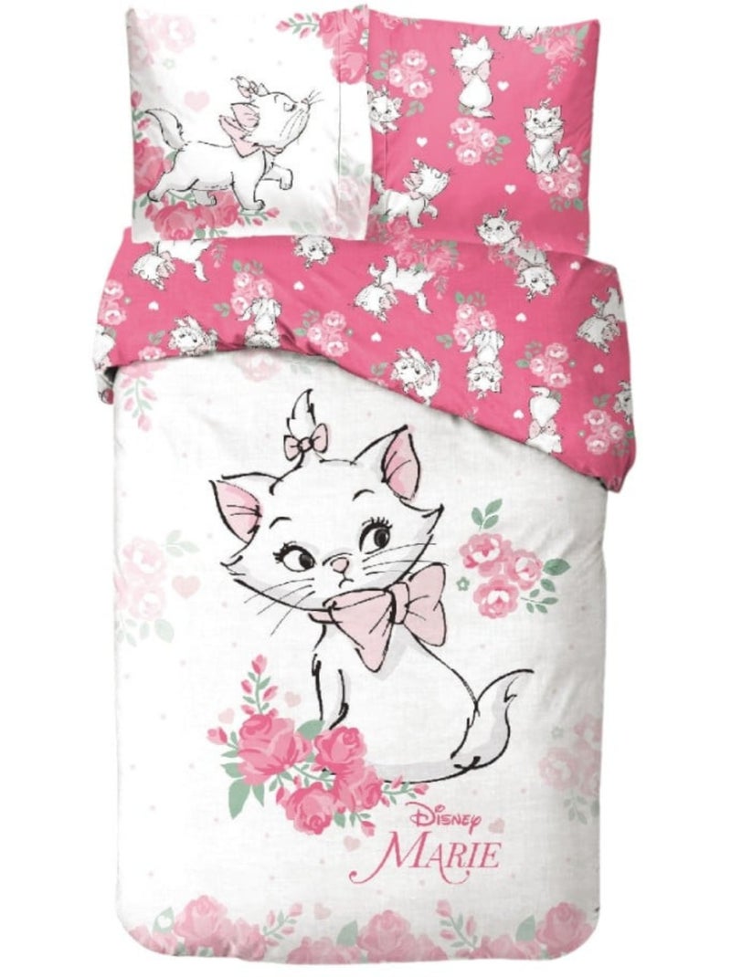 Juego de sabanas Marie Cat Disney Infantil, 100% algodón Oeko-Tex, reversible, cama 1 plaza, ROSA Rosa - Kiabi