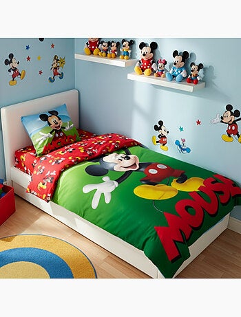 Juego de sabanas Mickey Disney, 100% algodón Oeko-Tex, cama 1 plaza, MOUSE