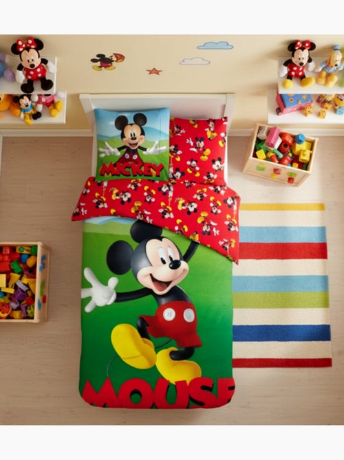 Juego de sabanas Mickey Disney, 100% algodón Oeko-Tex, cama 1 plaza, MOUSE - Kiabi Juego de sabanas Mickey Disney, 100% algodón Oeko-Tex, cama 1 plaza, MOUSE - Kiabi