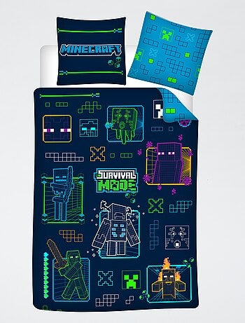 Juego de sábanas 'Minecraft' de 2 piezas: 1 funda nórdica individual + 1 funda de almohada