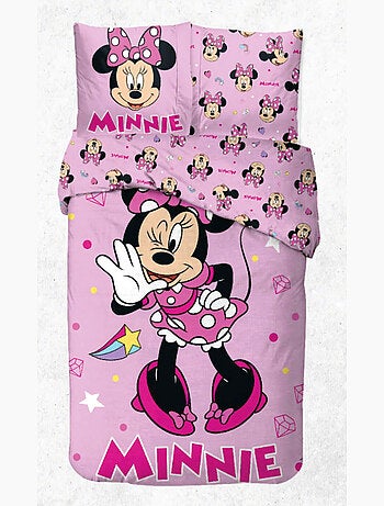 Juego de sábanas Minnie Disney Infantil, 100% algodón Oeko-Tex, cama de 1 plaza, LOVELY