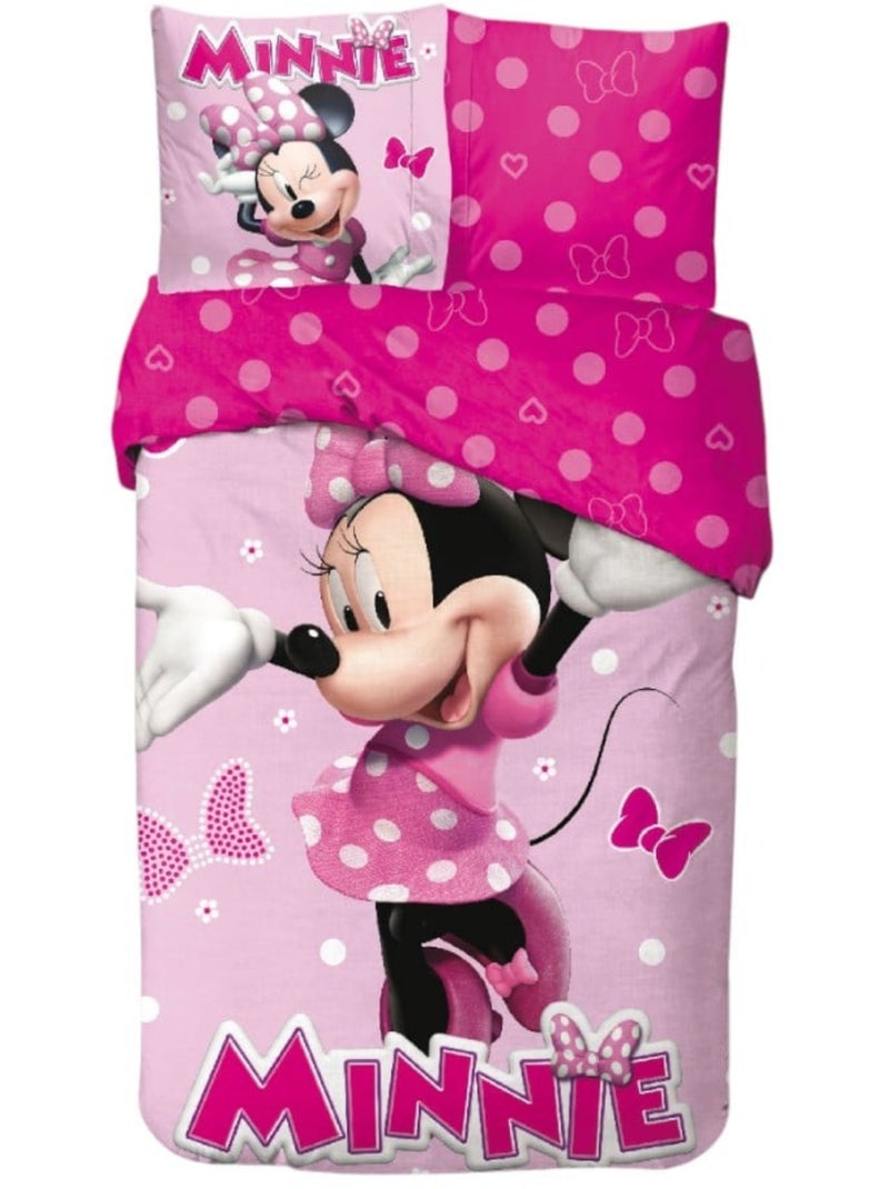 Juego de sabanas Minnie Disney Infantil, 100% algodón Oeko-Tex, reversible, cama 1 plaza, ROSA Rosa - Kiabi