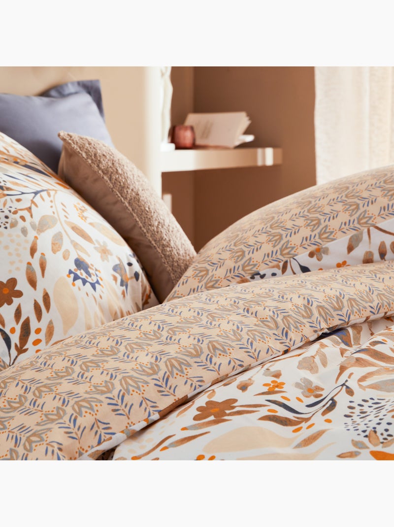 Juego de sábanas reversible de 3 piezas funda vegetal de algodón + fundas de almohada Beige - Kiabi