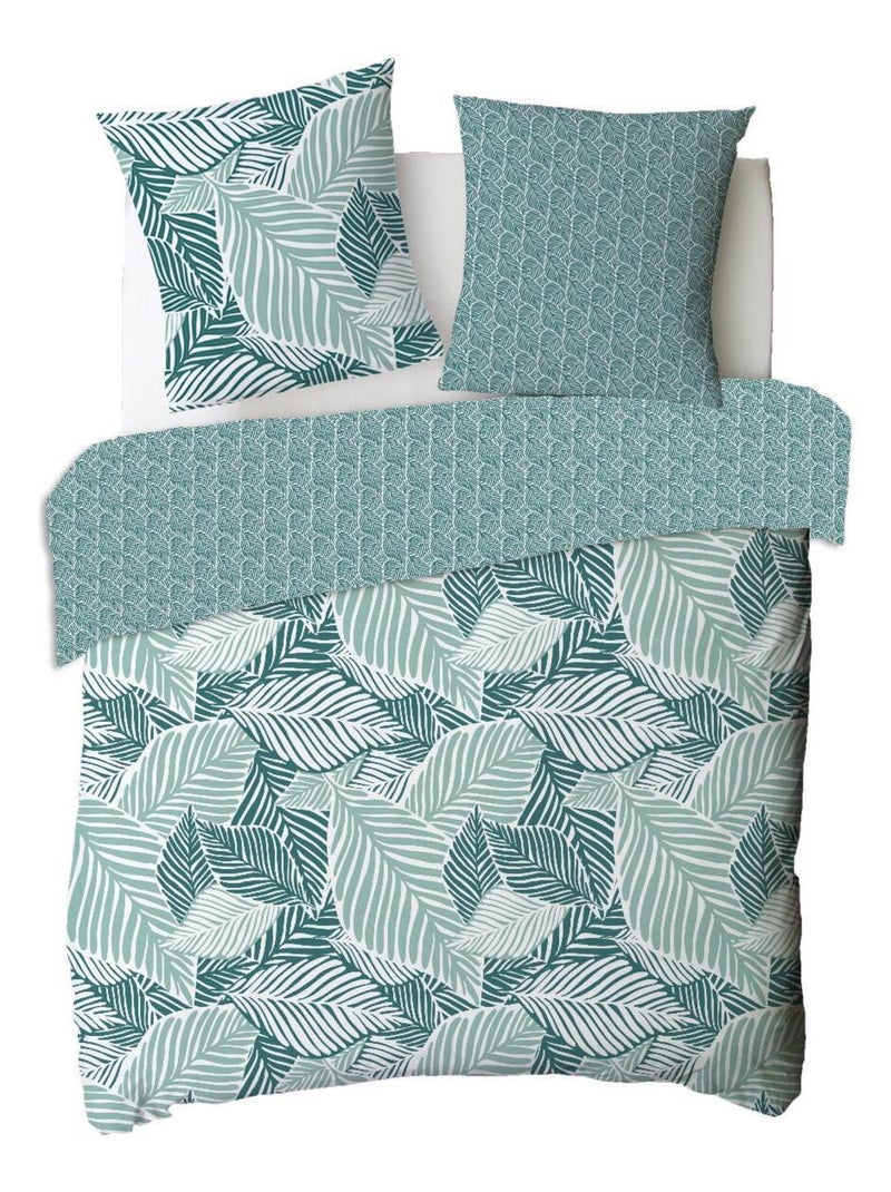 Juego de sábanas reversible de algodón estampado hojas verdes 240x220 cm – Future Home Verde - Kiabi