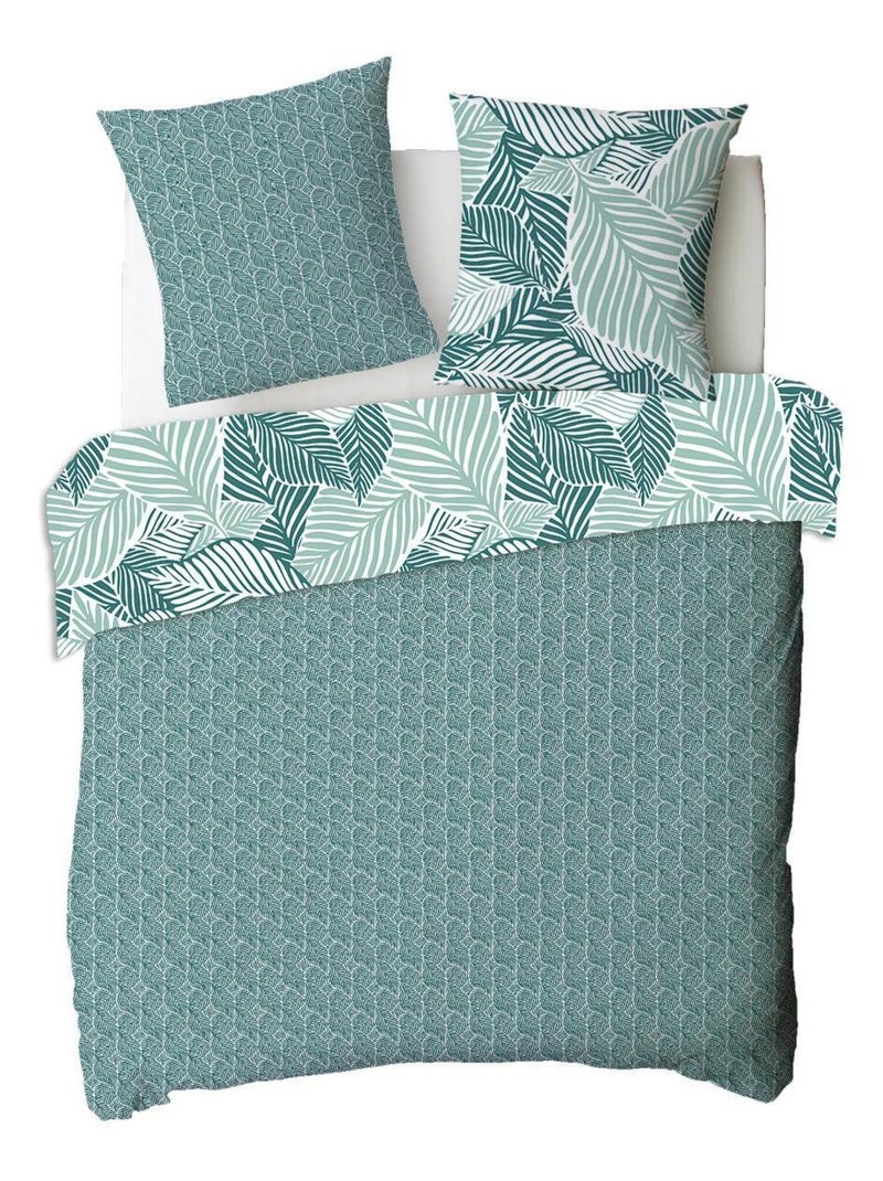 Juego de sábanas reversible de algodón estampado hojas verdes 240x220 cm – Future Home Verde - Kiabi