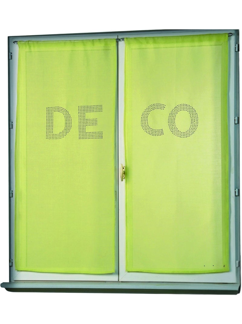 Juego de visillos con pedrería «DECO» Verde claro - Kiabi