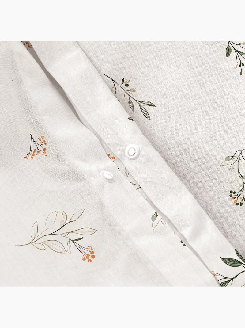 Juego funda nórdica 100% algodón diseño floral, incluye funda de cojín - Gamusi Blanco - Kiabi